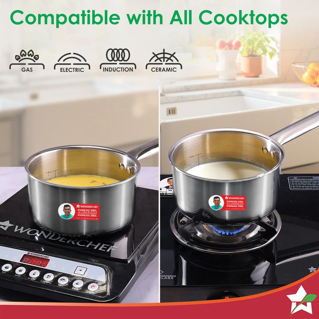 Stella Triply Stainless Steel Milk Pan | 16 cm, 1.7 Litres | Compatible with Gas Stove, Induction, Ceramic Cooktop | Non-toxic | Uniform Heating | Heavy-duty Handle | 10-year Warranty - Image 2