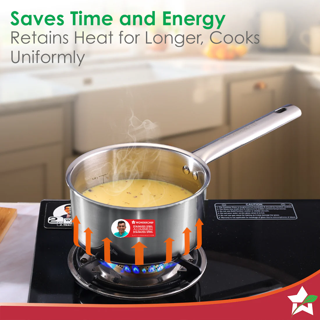 Stella Triply Stainless Steel Milk Pan | 16 cm, 1.7 Litres | Compatible with Gas Stove, Induction, Ceramic Cooktop | Non-toxic | Uniform Heating | Heavy-duty Handle | 10-year Warranty - Image 6