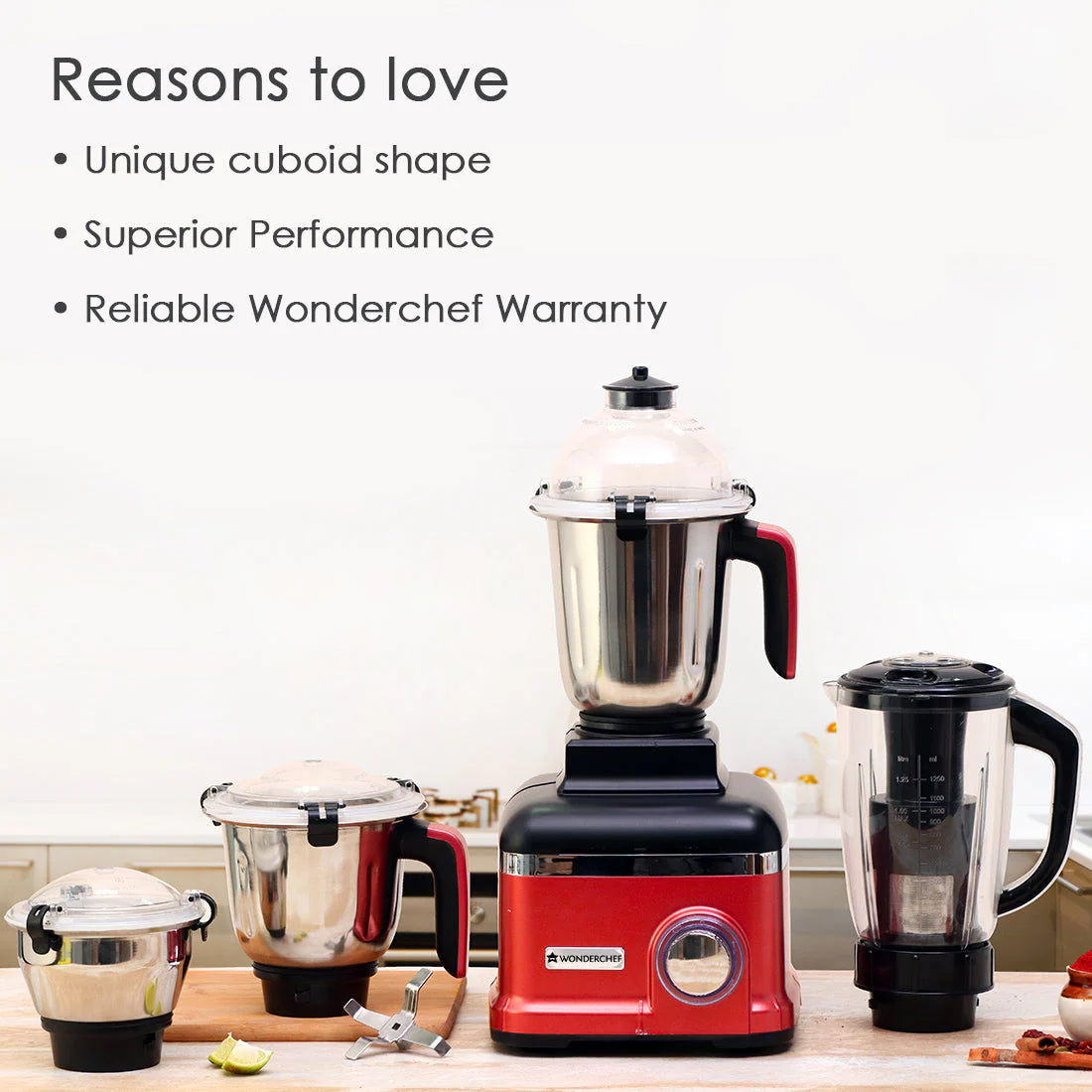 Sumo Mixer Grinder 1000W With 3 Stainless Steel & 1 Fruit Filter Jar 5 Years Warranty On Motor, Rust And Black, Long life motor - Image 15