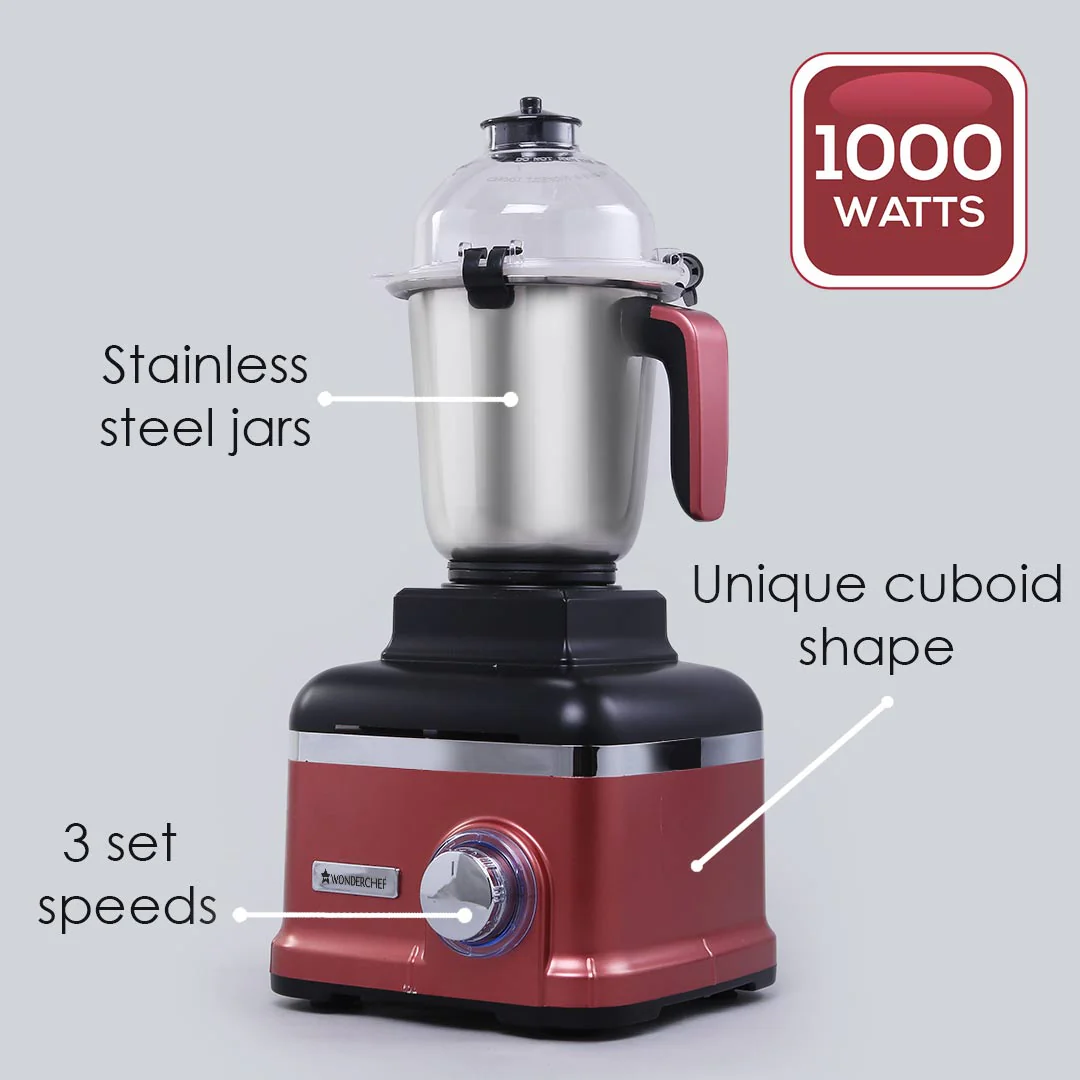 Sumo Mixer Grinder 1000W With 3 Stainless Steel & 1 Fruit Filter Jar 5 Years Warranty On Motor, Rust And Black, Long life motor - Image 4