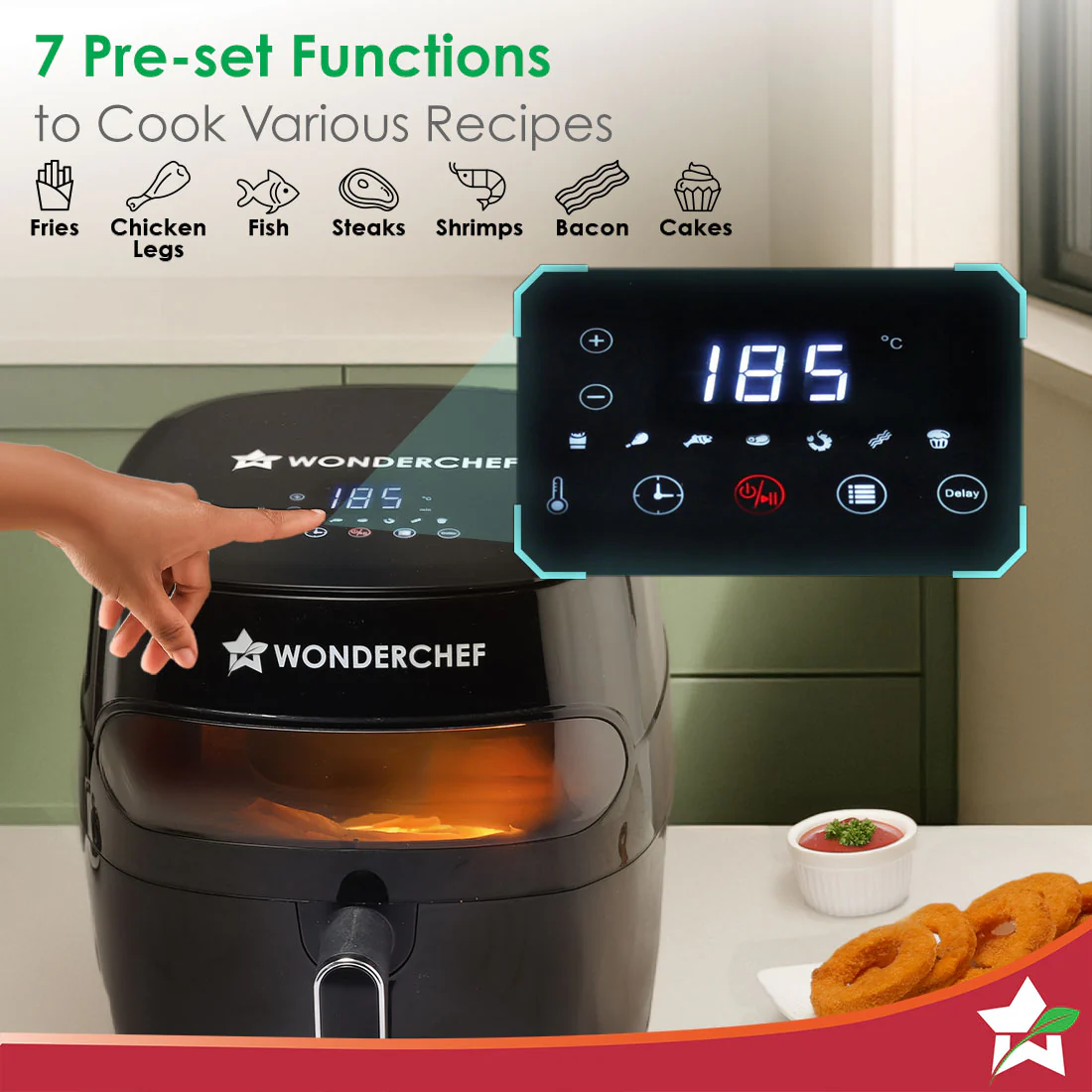 Swift Digital Air Fryer with Window | 1350W, 6 Litres | Rapid Air Technology | 7 Pre-set Functions | Non-stick Basket | Auto Shut-off | Touch Screen | Fry, Bake, Grill, Roast | 2-Year Warranty | Black - Image 4