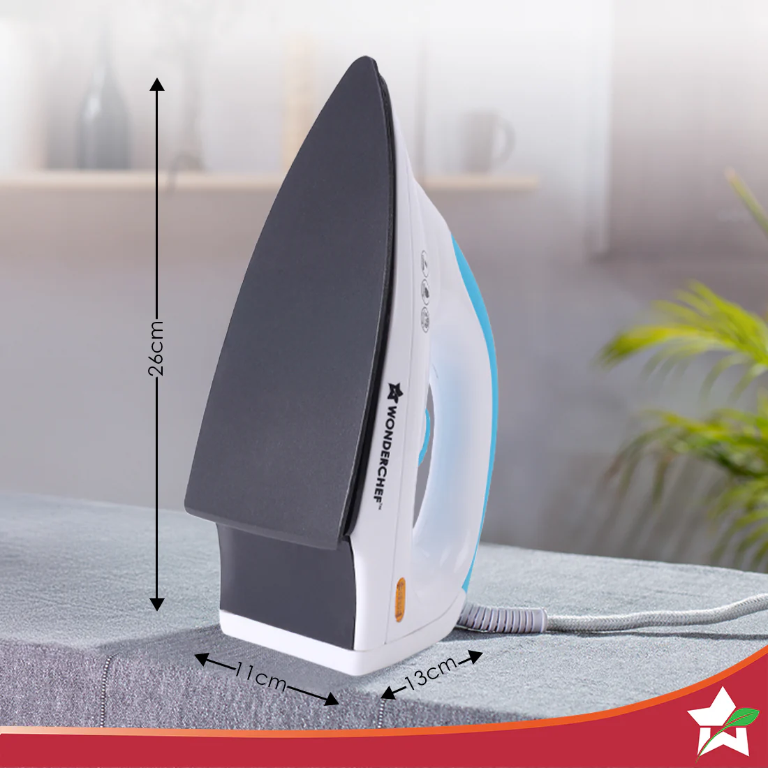 Swift Dry Iron | 1000W | Non-Stick Coated Sole Plate | Button Groove | Precision Tip | Temperature Control Dial | Quick Heating | Light and Compact Design | 2 Years Warranty - Image 3