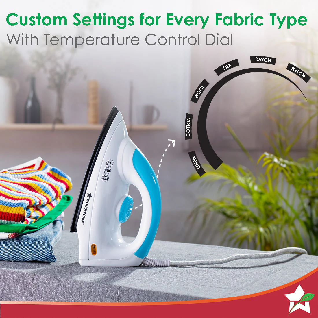 Swift Dry Iron | 1000W | Non-Stick Coated Sole Plate | Button Groove | Precision Tip | Temperature Control Dial | Quick Heating | Light and Compact Design | 2 Years Warranty - Image 5