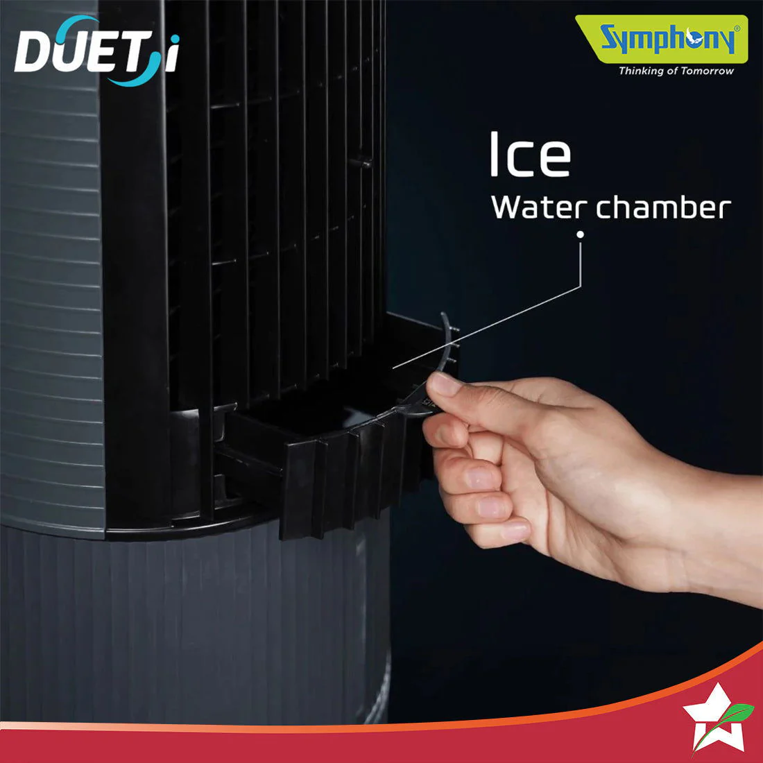 Symphony Duet-i | Kitchen Cooling Fan | Touchscreen Control | Honeycomb Cooling Pad | Low Noise Fan | Water level Indicator | Moodlight and Ice-water Chamber | Black - Image 8
