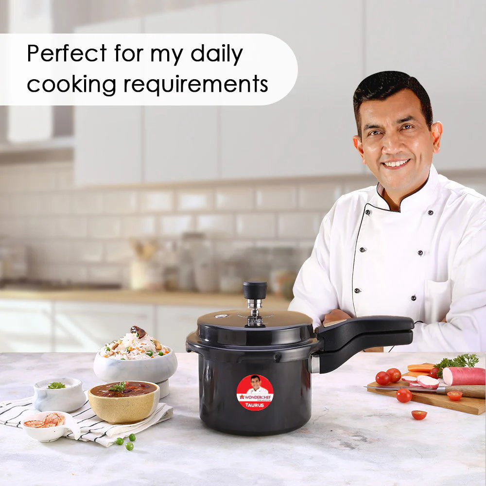 Taurus Hard Anodized 3L Outer Lid Pressure Cooker, SS Lid, Soft Touch Handles for Durability, Induction Friendly, Black, 5 year warranty, ISI Certified - Image 2