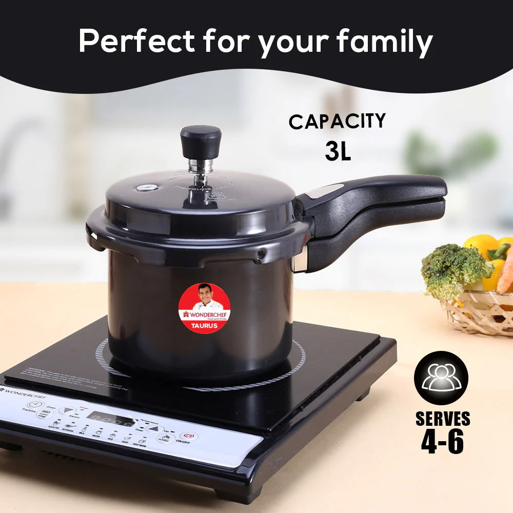 Taurus Hard Anodized 3L Outer Lid Pressure Cooker, SS Lid, Soft Touch Handles for Durability, Induction Friendly, Black, 5 year warranty, ISI Certified - Image 5