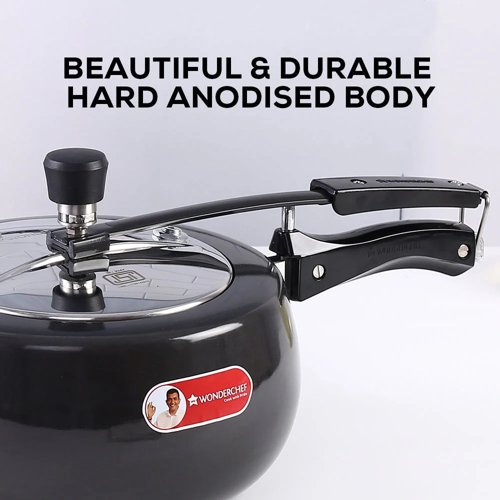 Taurus Hard Anodized 5L Inner Lid Pressure Cooker, SS Lid, Cool Touch Handles for Durability, Induction Friendly, Black, 5 year warranty, ISI Certified - Image 3