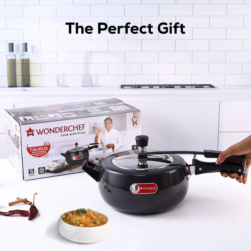 Taurus Hard Anodized 5L Inner Lid Pressure Cooker, SS Lid, Cool Touch Handles for Durability, Induction Friendly, Black, 5 year warranty, ISI Certified - Image 5