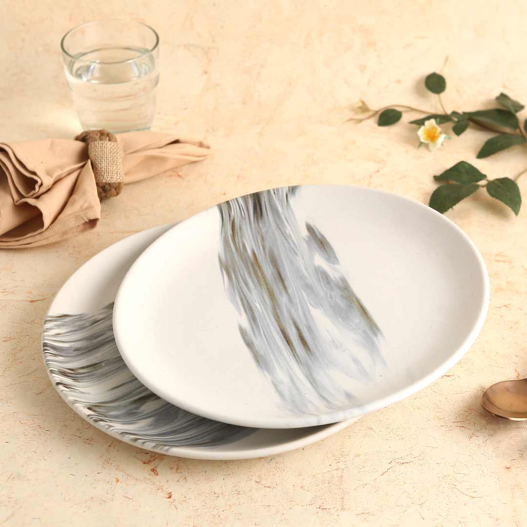 Teramo Stoneware 10" Dinner Plate - Marble White (Set of 2) - Image 4