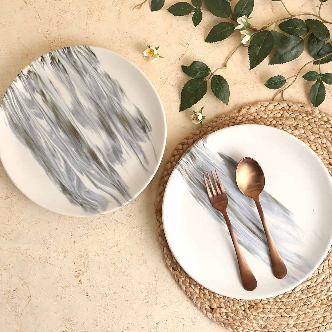 Teramo Stoneware 10" Dinner Plate - Marble White (Set of 2) - Image 7