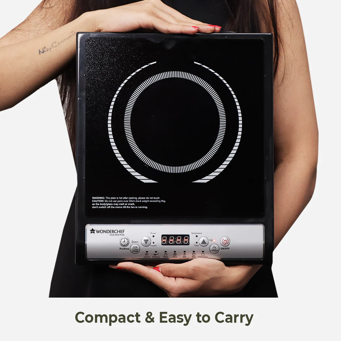 Torino Induction Cooktop with 11 Pre-set Cooking Menus|2000 Watt Induction Cooktop| Eco-friendly IGBT Technology|Crystal Glass Top Surface| LCD Digital Panel | Smart Touch Buttons|Compact & Portable Induction Cooktop| 2 Year Warranty - Image 11