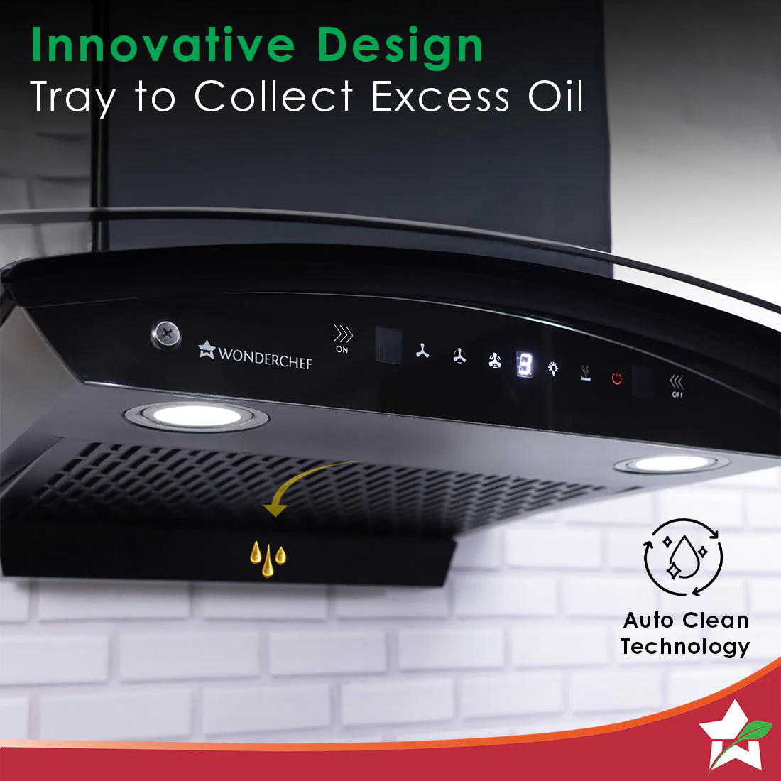 Ultima C-Line| 90cm |1200 m3/hr| Auto Clean| Curved Glass Chimney | Baffle Filter | Powerful Suction | Touch Control|3 Speed Motion Sensor Technology| Low Noise| 7 Year Warranty | Black - Image 5