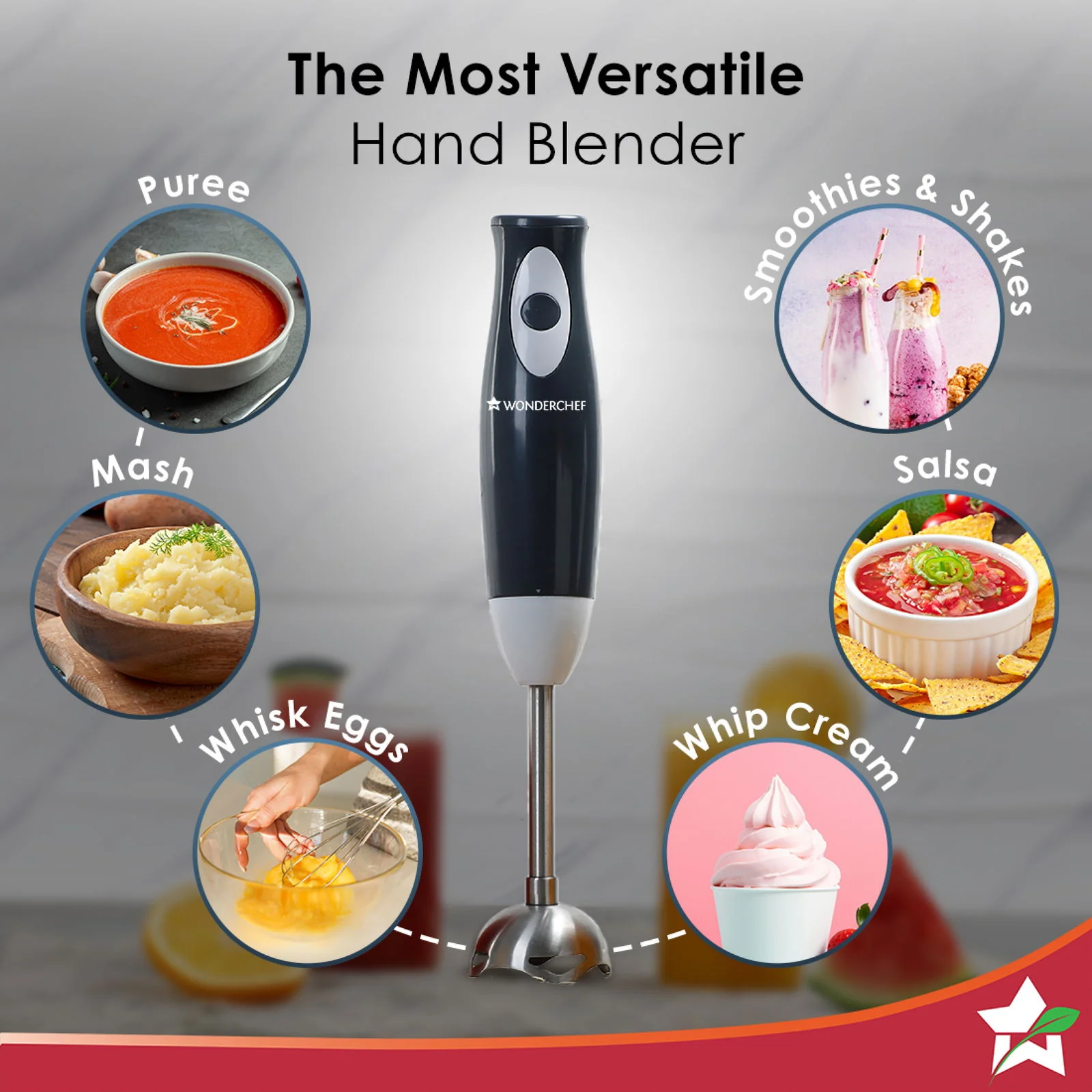 Ultima Plus Electric Hand Blender | Portable I Easy Control Grip | Hot & Cold Blending | 300W Powerful Motor | Single Push Button Operation | Sharp Food Grade Anti Rust Stainless Steel Blades | Detachable stem | 2 Year Warranty | Black - Image 4