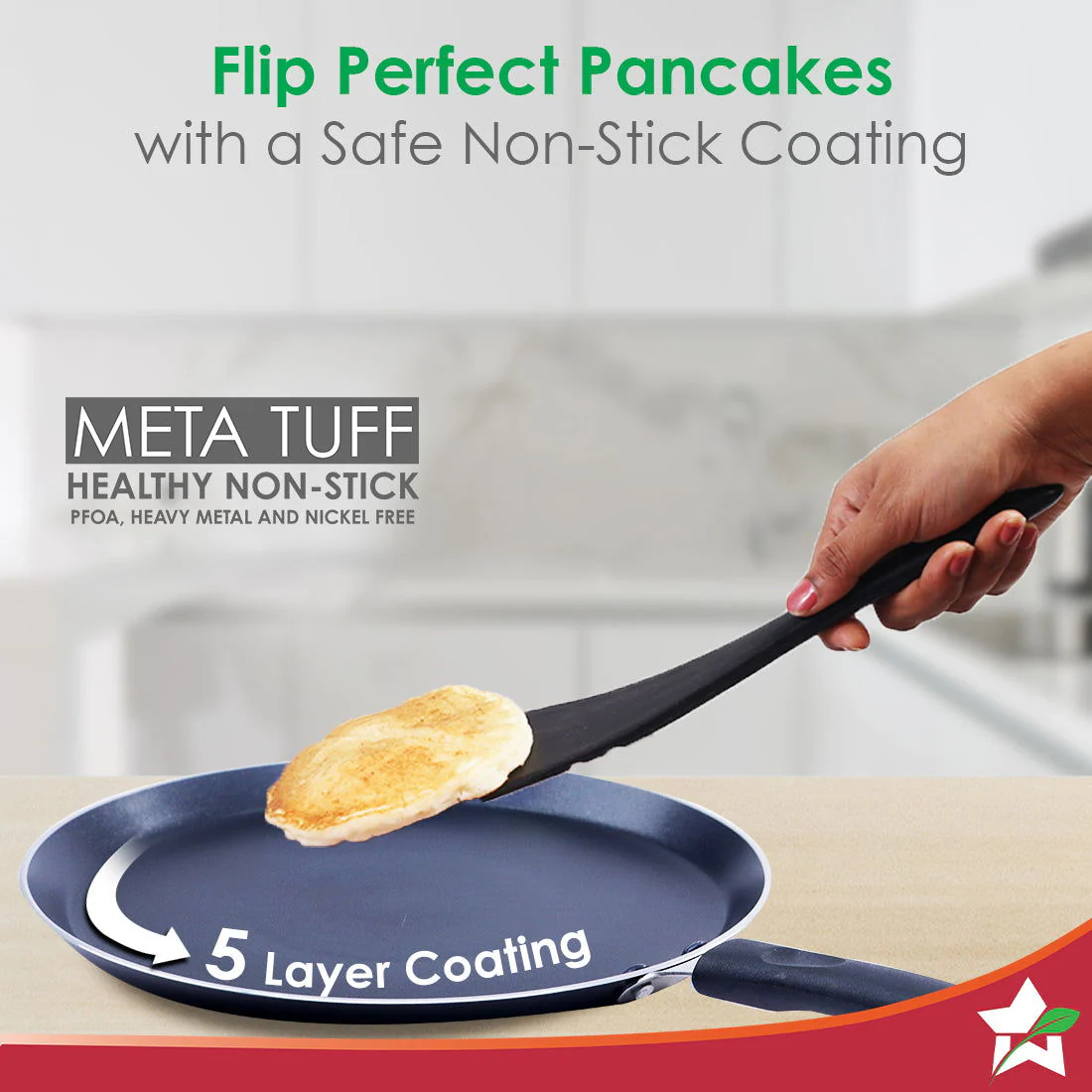 Wonderchef Renewed Valencia 28cm Dosa Tawa | Meta Tuff Non-Stick Coating | Virgin Grade Aluminum | PFOA/Heavy Metals Free