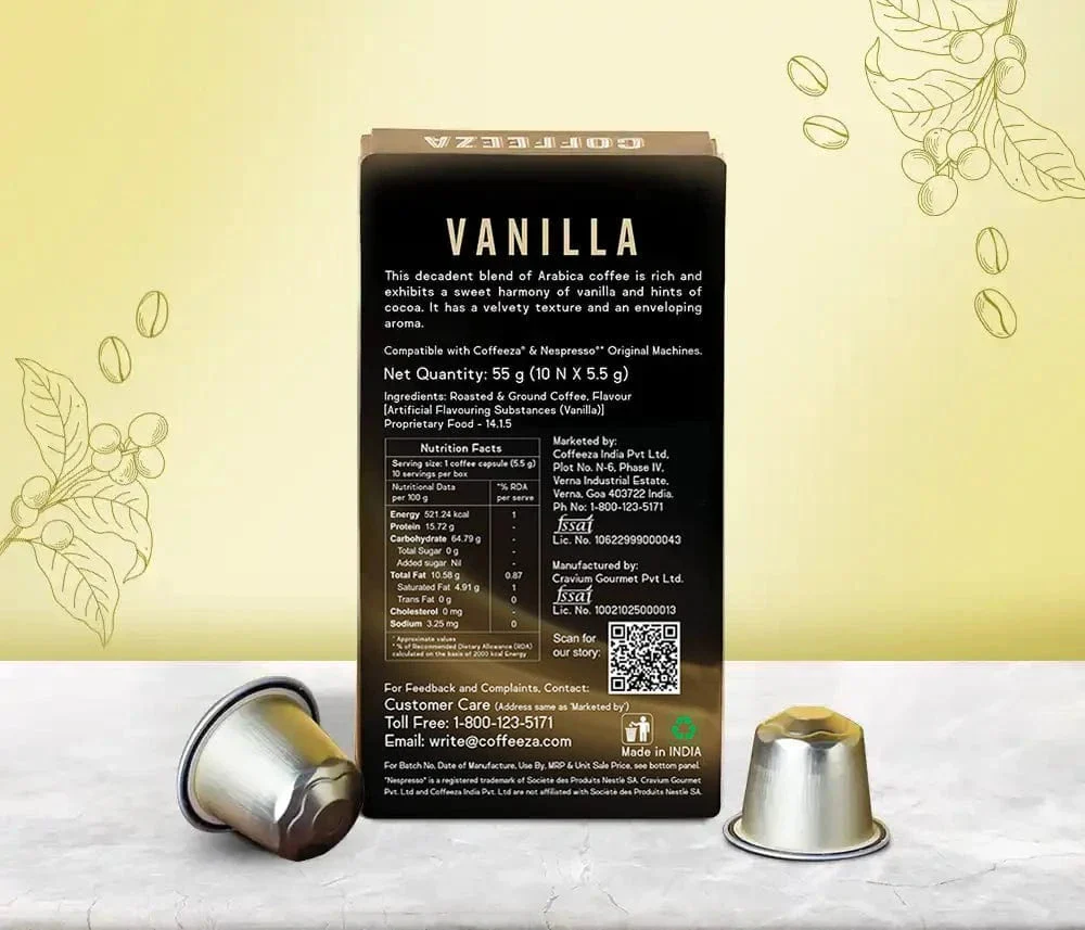 Coffeeza Vanilla 100% Arabica Flavoured Aluminium Coffee Capsules - Image 4