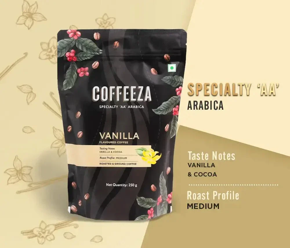 Coffeeza Vanilla 100% Arabica Flavoured Ground Coffee - Image 2