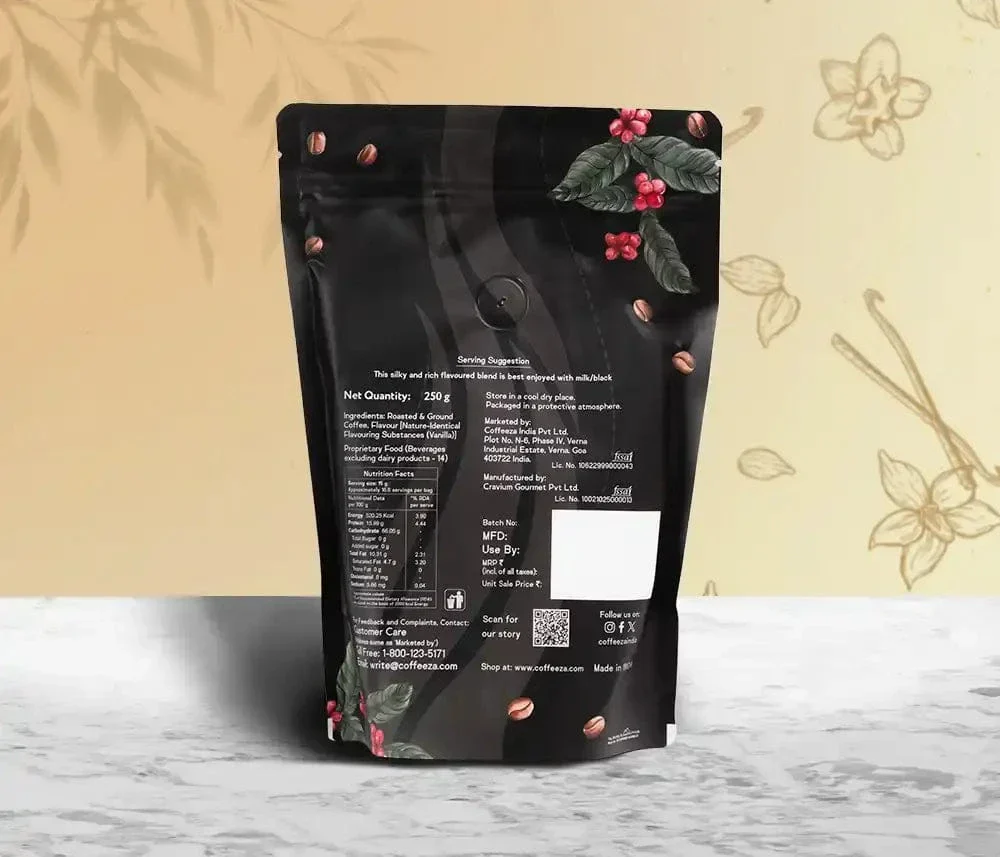 Coffeeza Vanilla 100% Arabica Flavoured Ground Coffee - Image 3