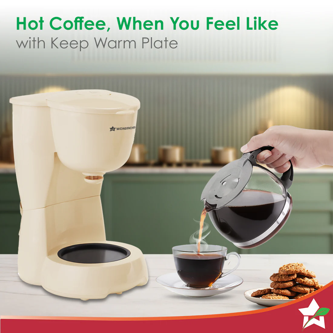 Veneto Brew Coffee Machine, 55W, 600 ml Borosilicate Glass Carafe Capacity, Brew 6 Cups at a Time, Keep-warm Mode, Anti-Drip System, 2-Yr Warranty, Ivory - Image 5