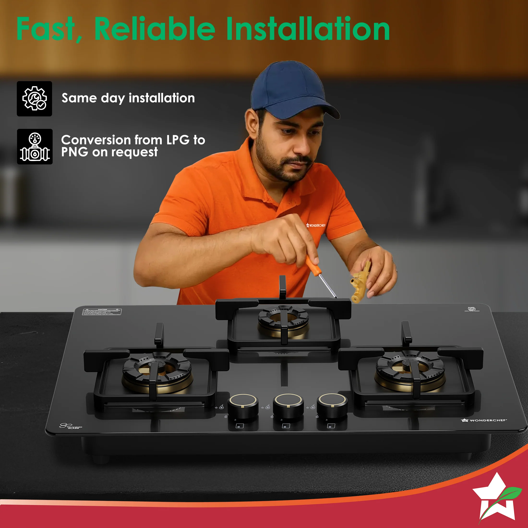 Venezia 3 Brass Burner Built-in Hob, 78cm x 52cm, LPG Gas Stove for Kitchen, ISI-approved 8mm Glass Top, Triple Ring Burners, No Lighter Required, Spill-proof Design, 5-Yr Warranty, Black - Image 8