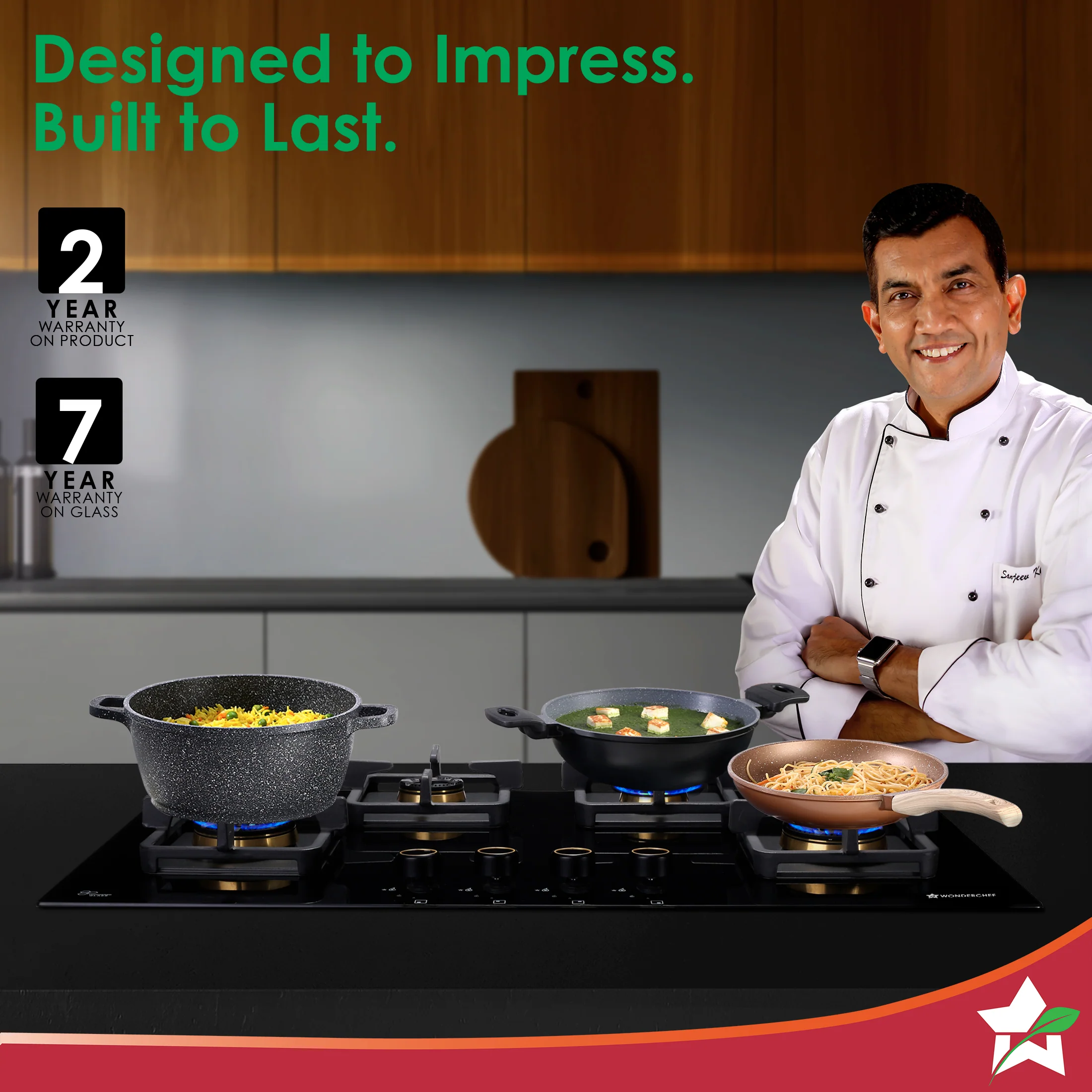 Venezia 4 Brass Burner Built-in Hob, 90cm x 52.5cm, LPG Gas Stove for Kitchen, ISI-approved 8mm Glass Top, Triple Ring Burners, No Lighter Required, Spill-proof Design, 5-Yr Warranty, Black - Image 2