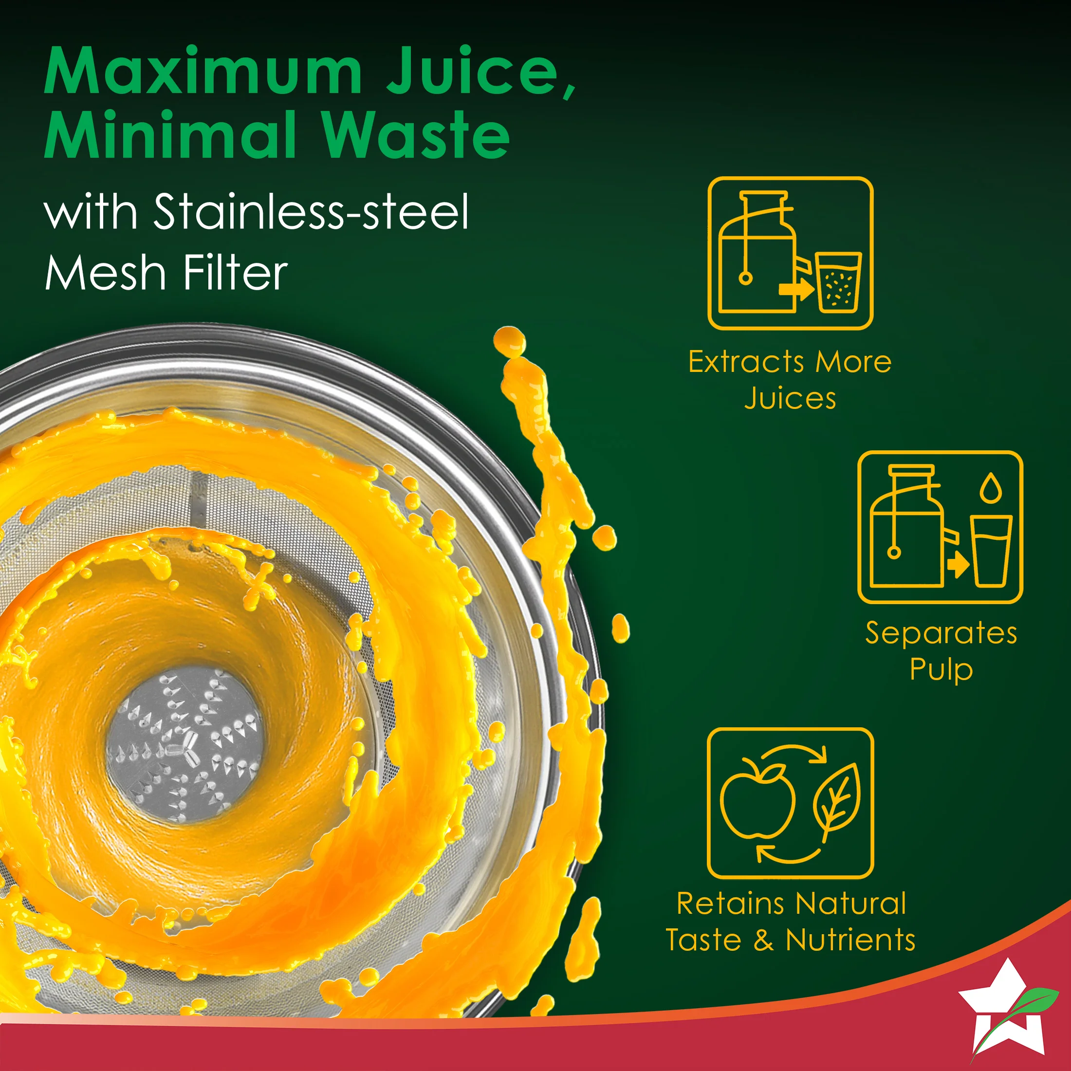 Venezia Centrifugal Juicer for Home | 500W | Fresh Fruit & Vegetable Juice in Seconds | Dual Speed Control | Pulp Separator for Easy Cleaning | Wide Feeding Mouth | 2-Year Warranty - Image 4