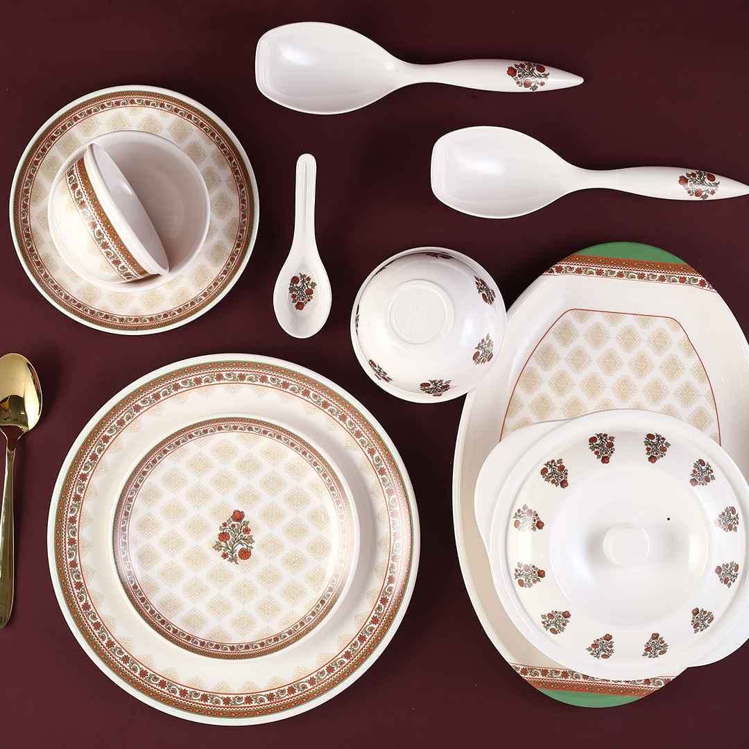 Venice Royal Red Dinner Set of 31 Pcs | 100% Food Grade Melamine | Elegant | Break & Stain Resistant | Designer Dinnerware - Image 2
