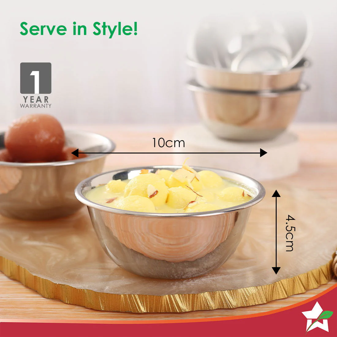Venice Stainless Steel Bowl Set of 6 | Classic Design and Gloss Finish | 100% Food-grade Stainless Steel | Non-corrosive, Sturdy, Unbreakable | Serve vegetables, fruits, curd, dal, desserts - Image 2
