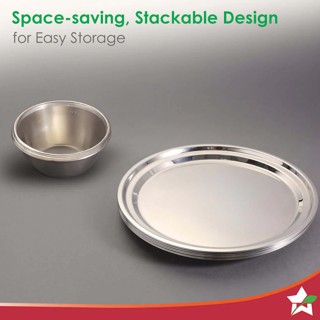 Venice Stainless Steel Dinner Set of 24pcs | Plates, Glasses, Bowls, Spoons | Classic Design and Gloss Finish | 100% Food-grade Stainless Steel | Non-corrosive, Unbreakable | Easy to Clean - Image 4