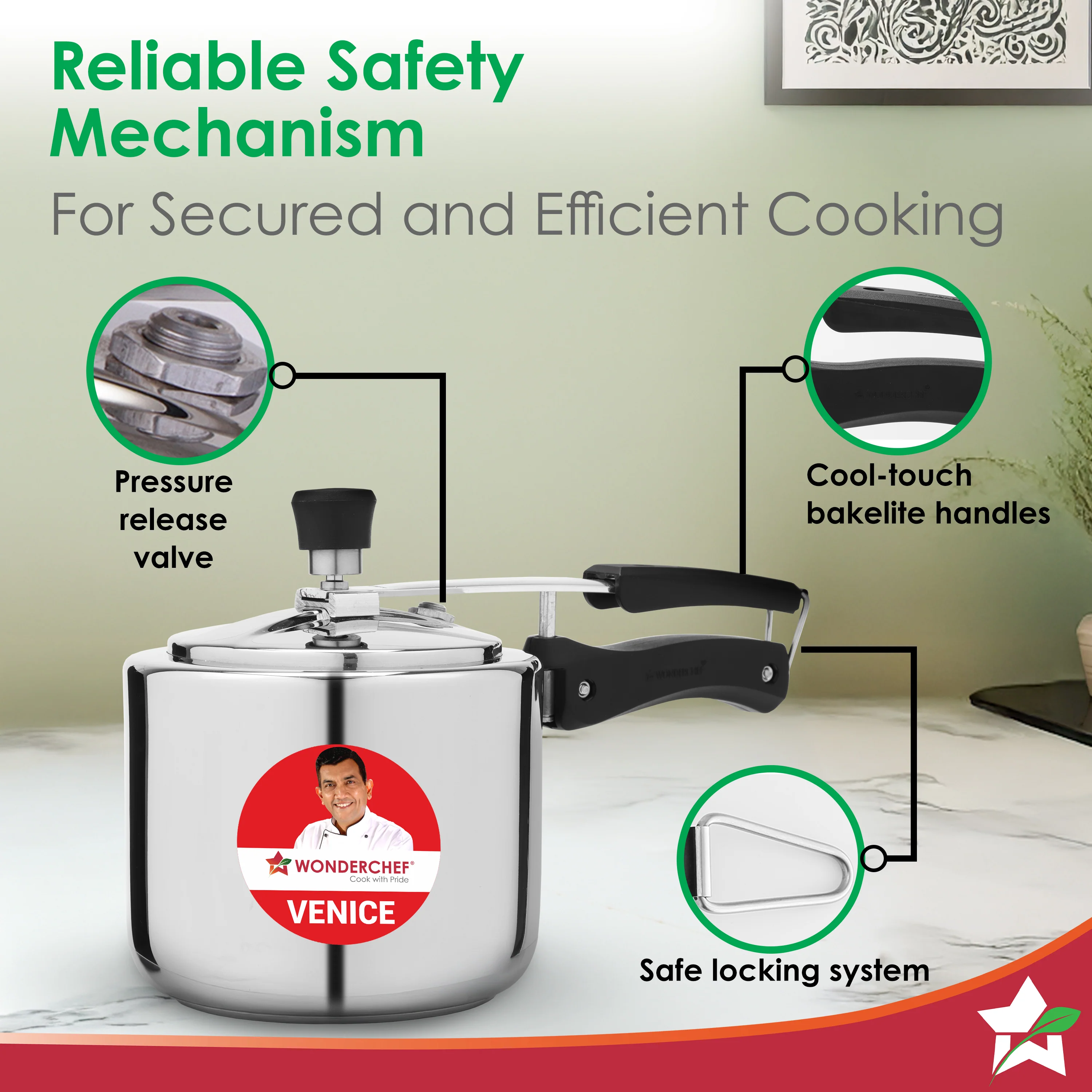 Venice Stainless-steel Inner Lid Pressure Cooker, 3 L for 4-5 People, Triply Bottom, Safe Gasket Release System, Compatible with Gas, Induction, Electric Stove, Easy to Clean, 5-Yr Warranty - Image 3