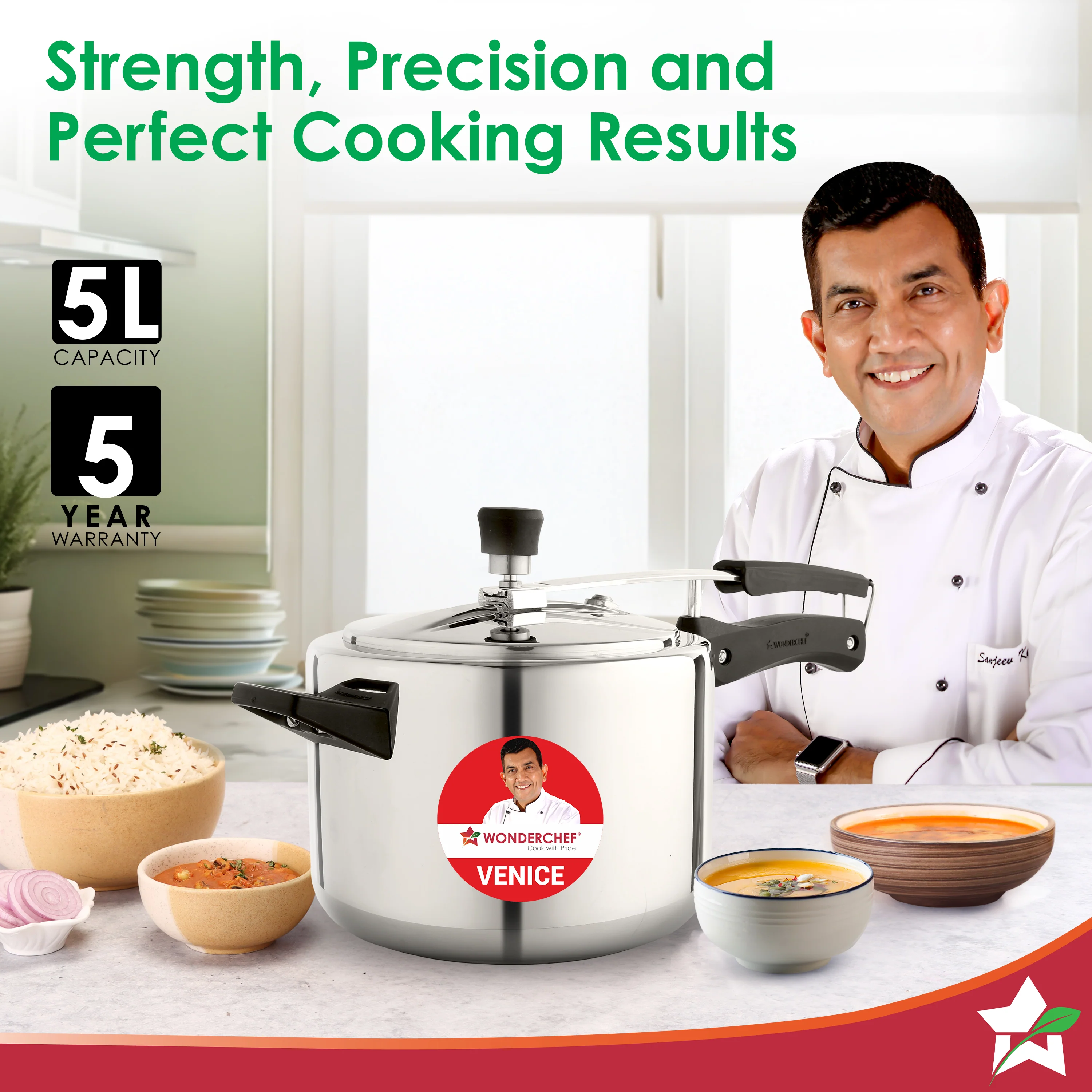 Venice Stainless-steel Inner Lid Pressure Cooker, 5 L for 6-7 People, Triply Bottom, Safe Gasket Release System, Compatible with Gas, Induction, Electric Stove, Easy to Clean, 5-Yr Warranty - Image 2