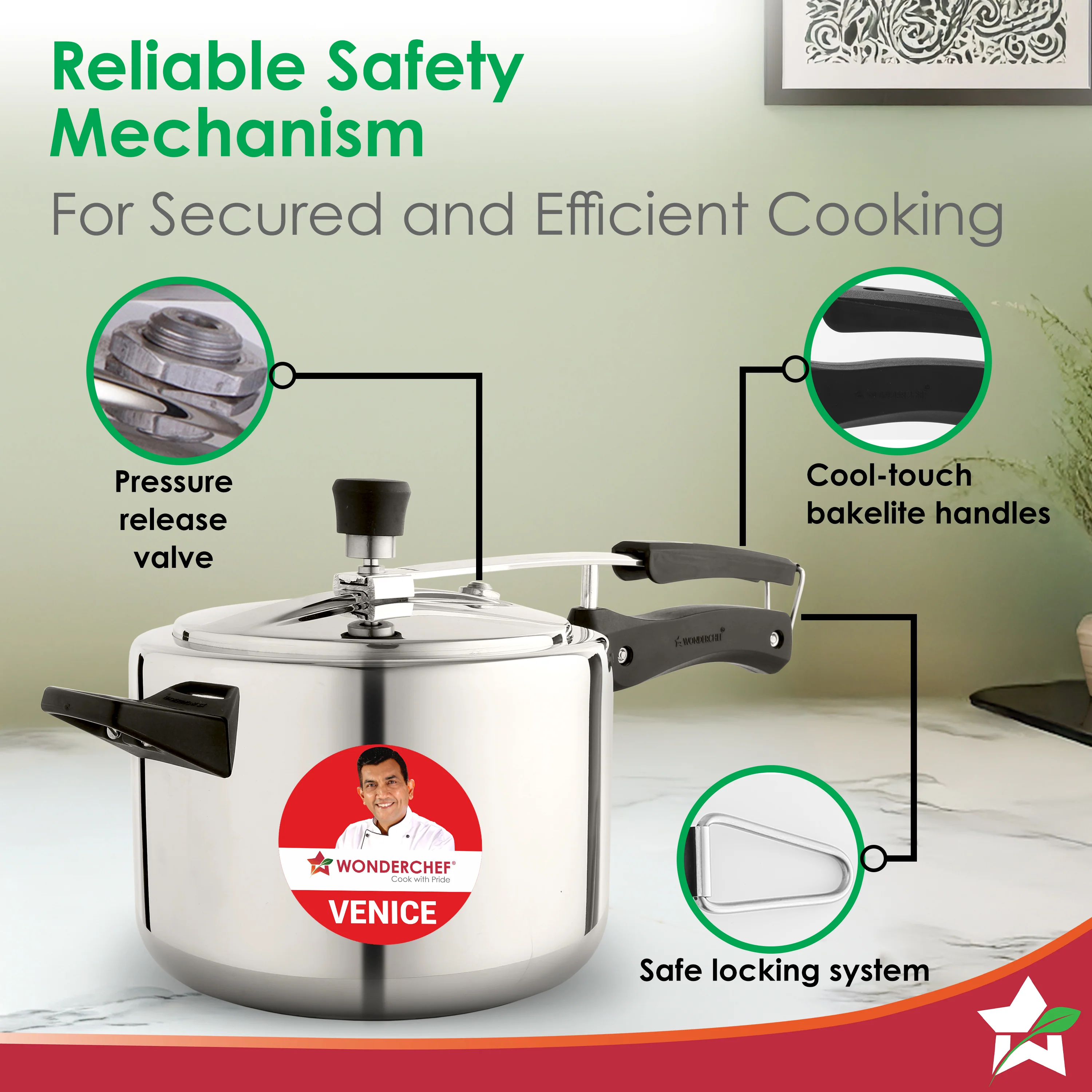 Venice Stainless-steel Inner Lid Pressure Cooker, 5 L for 6-7 People, Triply Bottom, Safe Gasket Release System, Compatible with Gas, Induction, Electric Stove, Easy to Clean, 5-Yr Warranty - Image 3