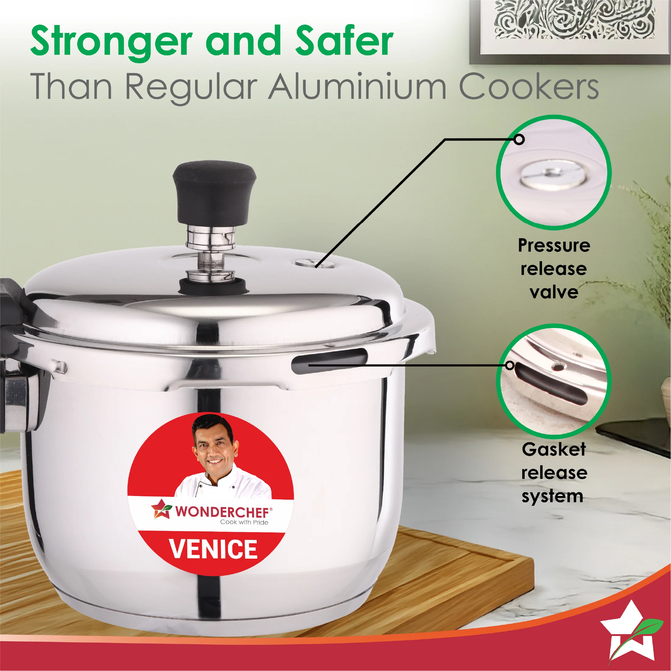 Venice Stainless-steel Pressure Cooker | 3L | Outer Lid | Triply Bottom | Safe Cooking | Compatible with Gas Stove, Induction, Ceramic, and Electric Stoves | ISI Certified | 5-Year Warranty - Image 3