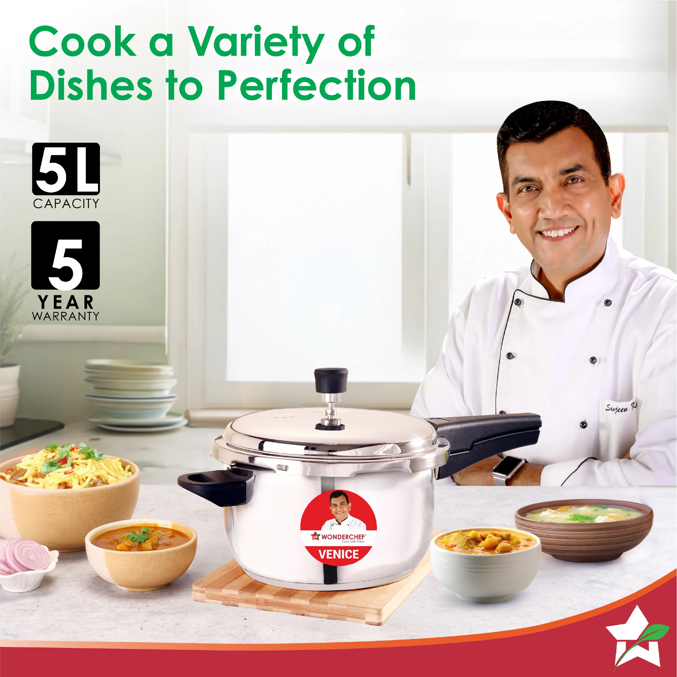 Venice Stainless-steel Pressure Cooker | 5L | Outer Lid | Triply Bottom | Safe Cooking | Compatible with Gas Stove, Induction, Ceramic, and Electric Stoves | ISI Certified | 5-Year Warranty - Image 2