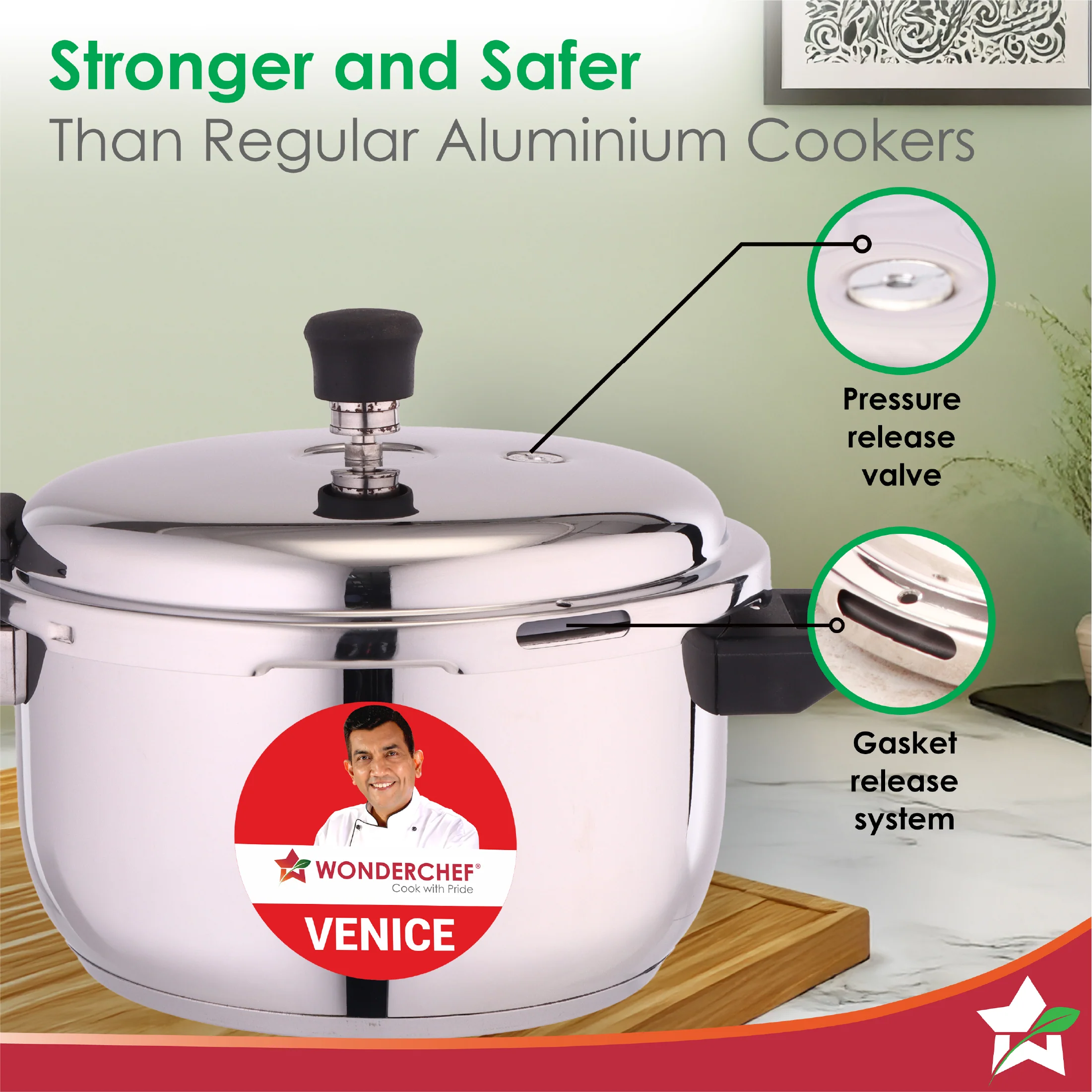 Venice Stainless-steel Pressure Cooker | 5L | Outer Lid | Triply Bottom | Safe Cooking | Compatible with Gas Stove, Induction, Ceramic, and Electric Stoves | ISI Certified | 5-Year Warranty - Image 3