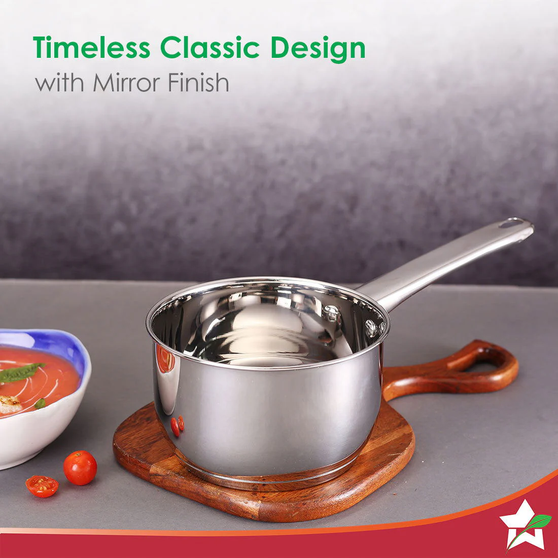 Venice Stainless Steel Saucepan | 1.2Litre | Tri-ply Bottom | Thick Base | Anti-bacterial and Non-porous Steel | Ideal for boiling milk, and water or to make tea and coffee - Image 4