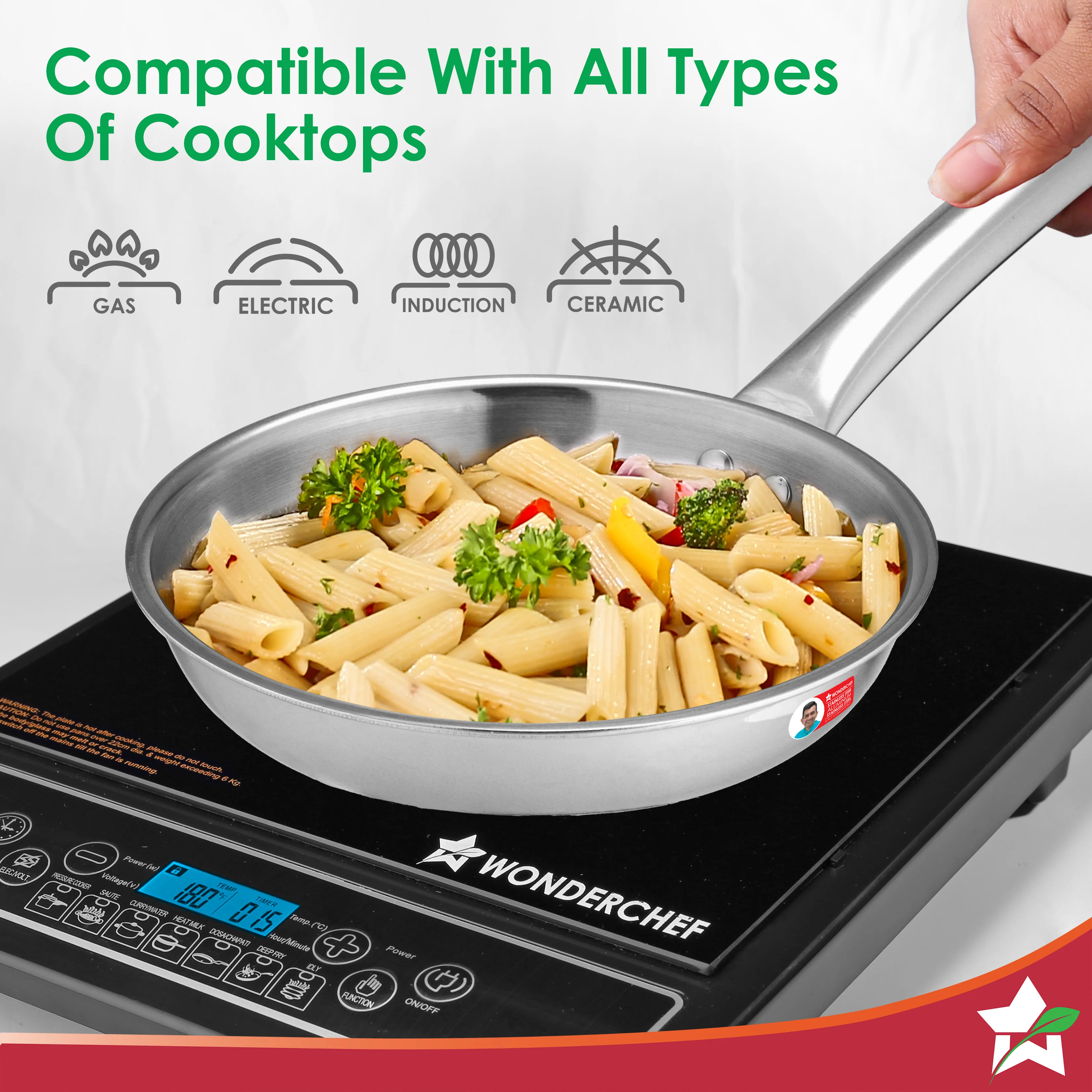 Venice Triply Stainless Steel 3 Pc. Cookware Set | Fry Pan 20cm, Kadhai with Lid 24cm | Non-toxic | Safe to Use | Uniform Heating | Heavy-duty Handle | Easy Cleaning | 10-year Warranty - Image 4