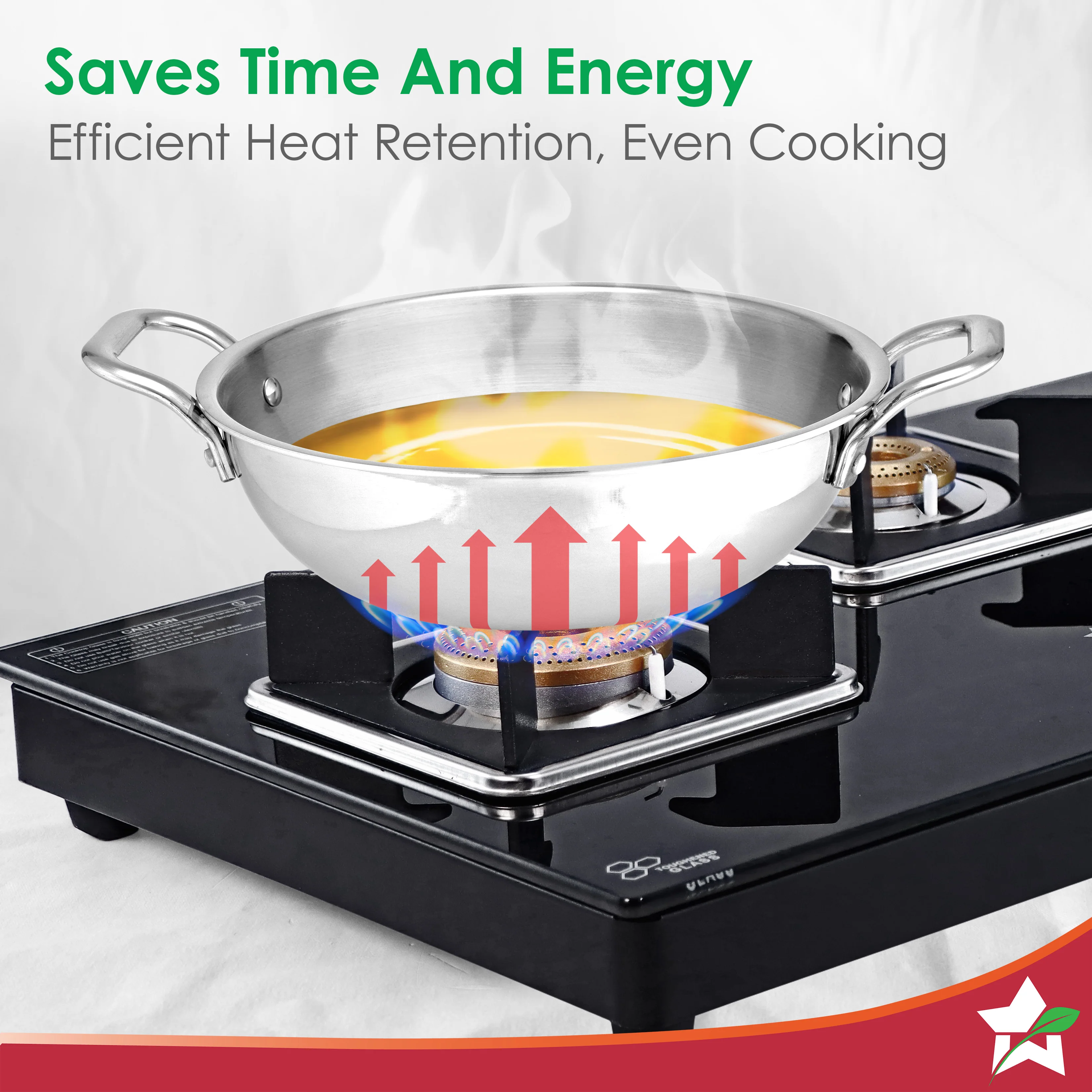 Venice Triply Stainless Steel 3 Pc. Cookware Set | Fry Pan 20cm, Kadhai with Lid 24cm | Non-toxic | Safe to Use | Uniform Heating | Heavy-duty Handle | Easy Cleaning | 10-year Warranty - Image 5