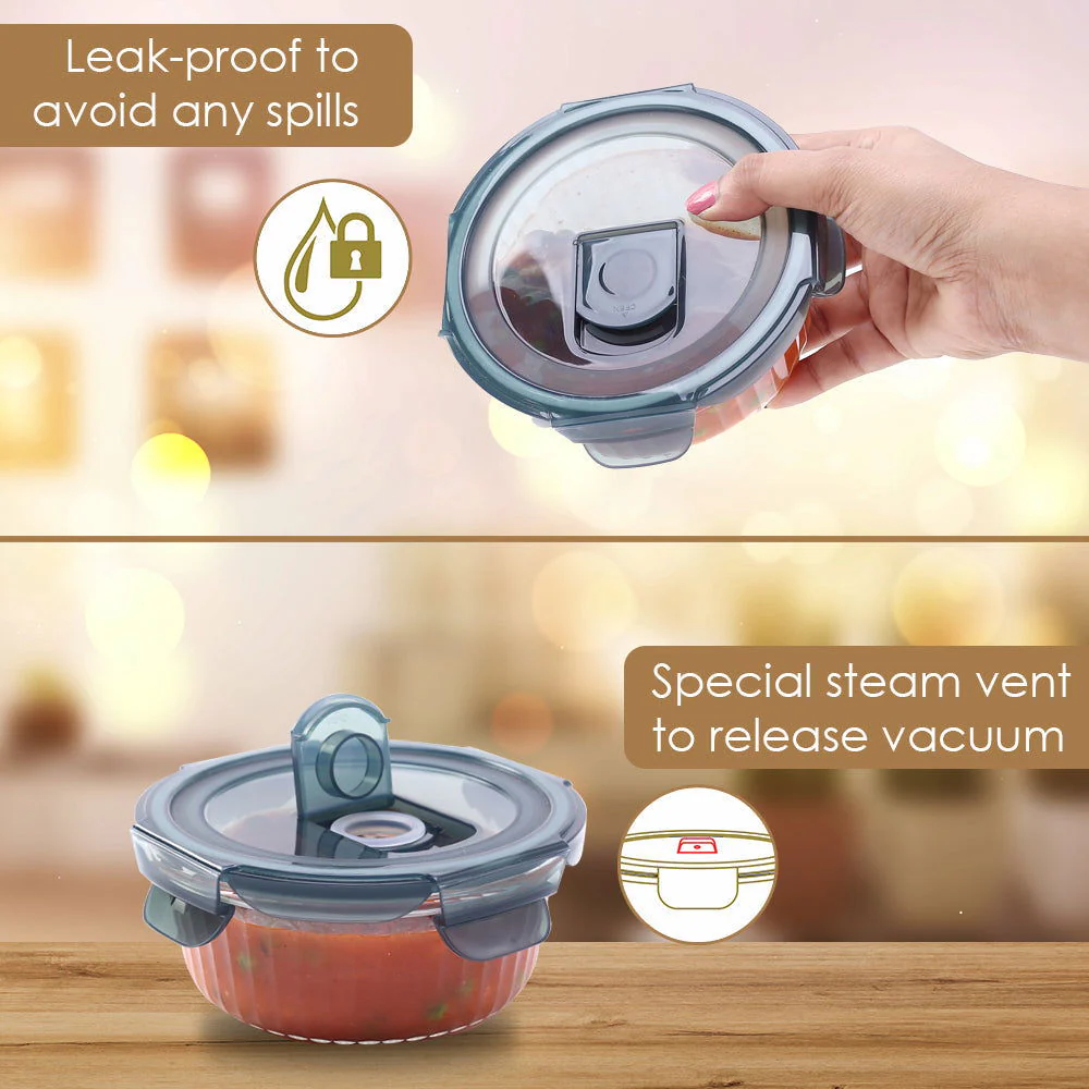Verona Lunch Box Set of 3 Pcs, 400 ml, Leak Proof, Air Tight, Microwave Safe - Image 4