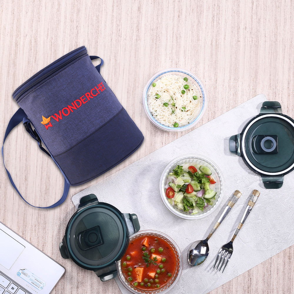 Verona Lunch Box Set of 3 Pcs, 400 ml, Leak Proof, Air Tight, Microwave Safe - Image 5