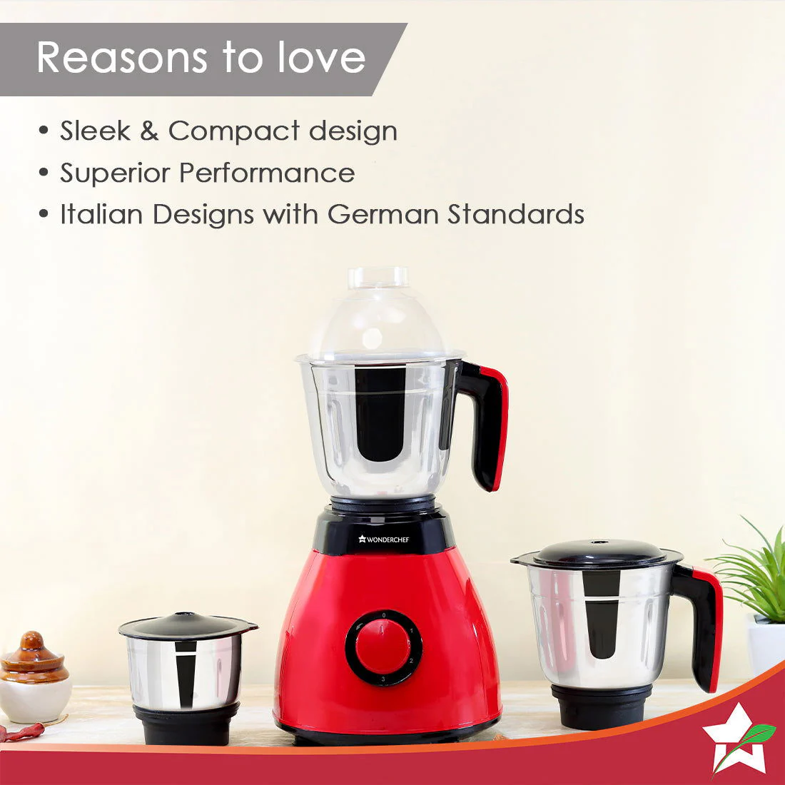 Vesper Mixer Grinder 600W - Red - Image 4