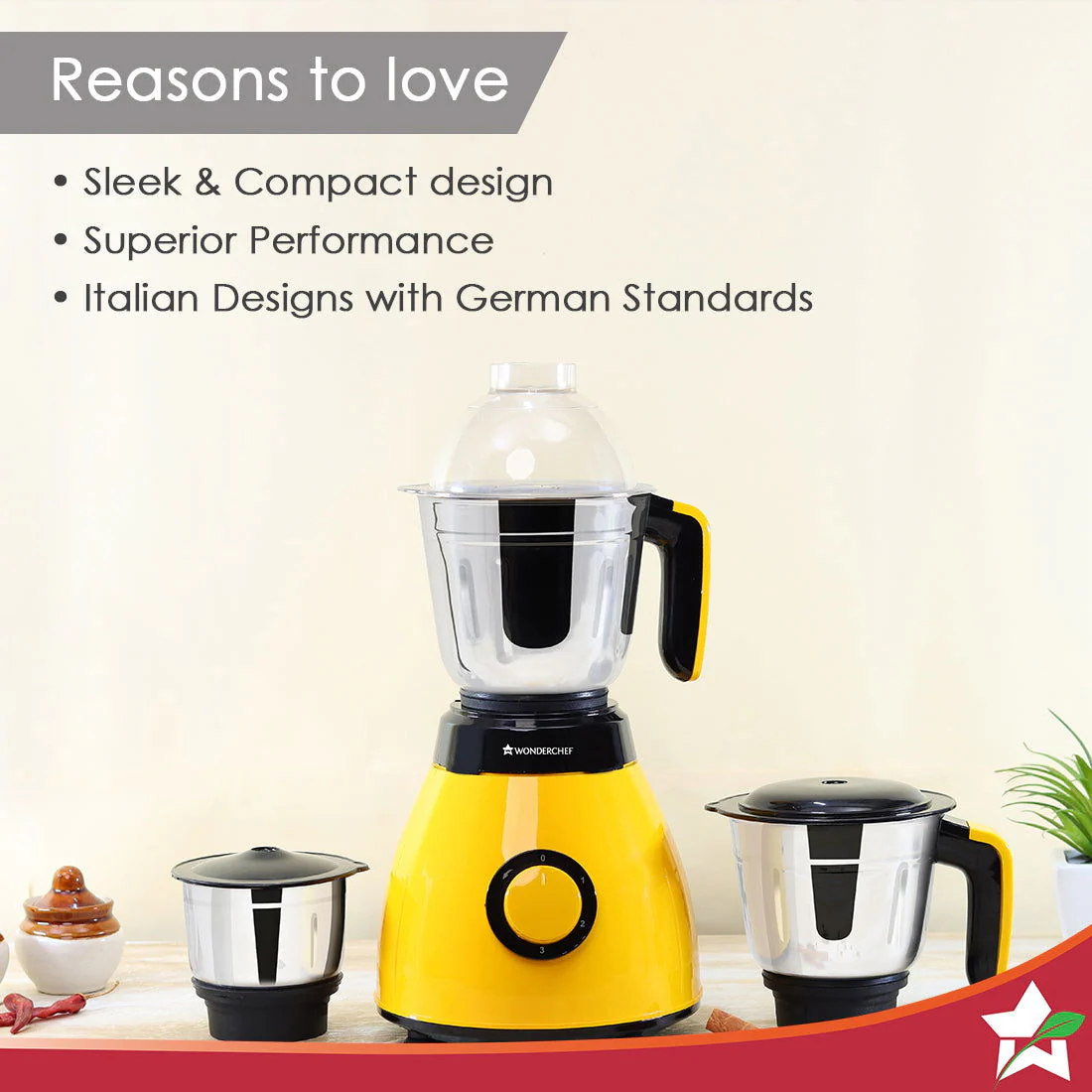 Vesper Mixer Grinder 600W - Yellow - Image 4