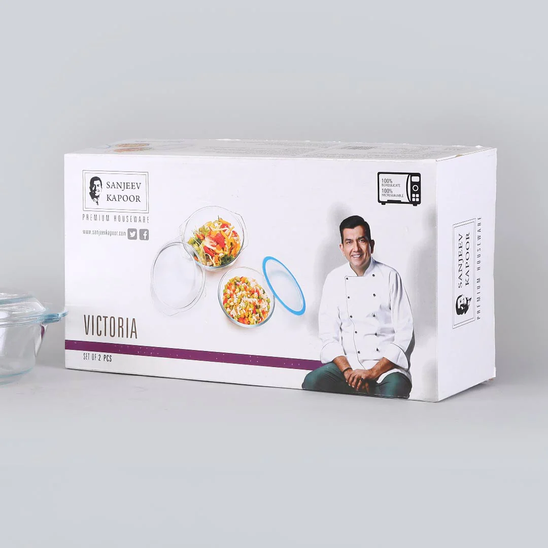 Victoria Borosilicate Glass 1 Casserole 1050ml + 1 Mixing Bowl 1000ml With Lids - Set Of 2 Pcs - Image 3