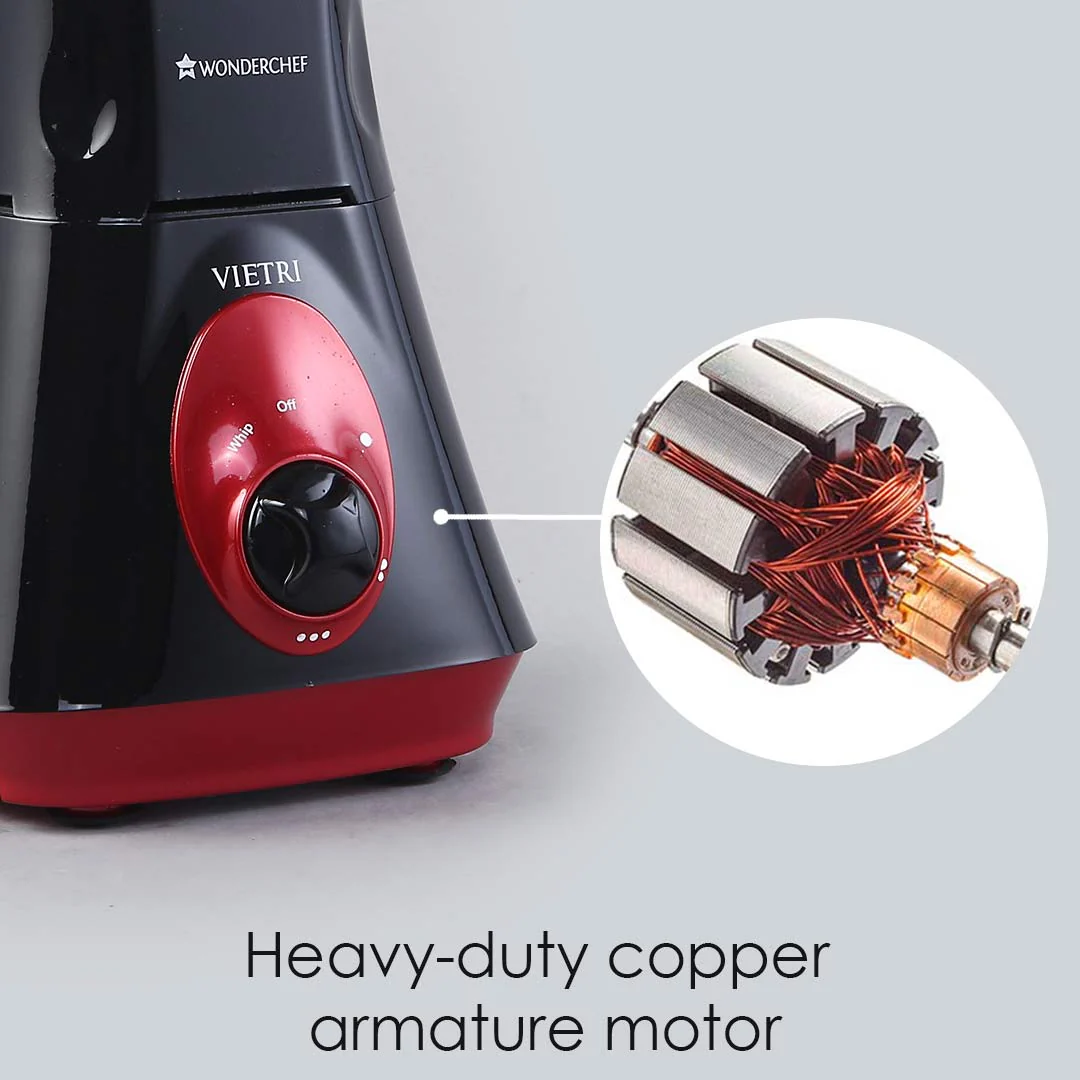 Wonderchef Renewed Vietri Mixer Grinder | 550W | 3 Anti-rust Stainless Steel Jars and Blades | 3-speed Knob - Image 4