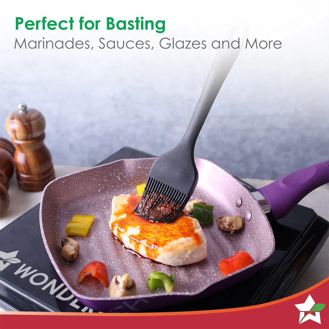 Waterstone Silicon Brush | Stainless Steel Core | High Holding Capacity for Sauces, Glazes, Butter, Oils, Marinades | Even Coverage | Basting for BBQ/Grilling, Tandoor, Cooking, Baking - Image 3