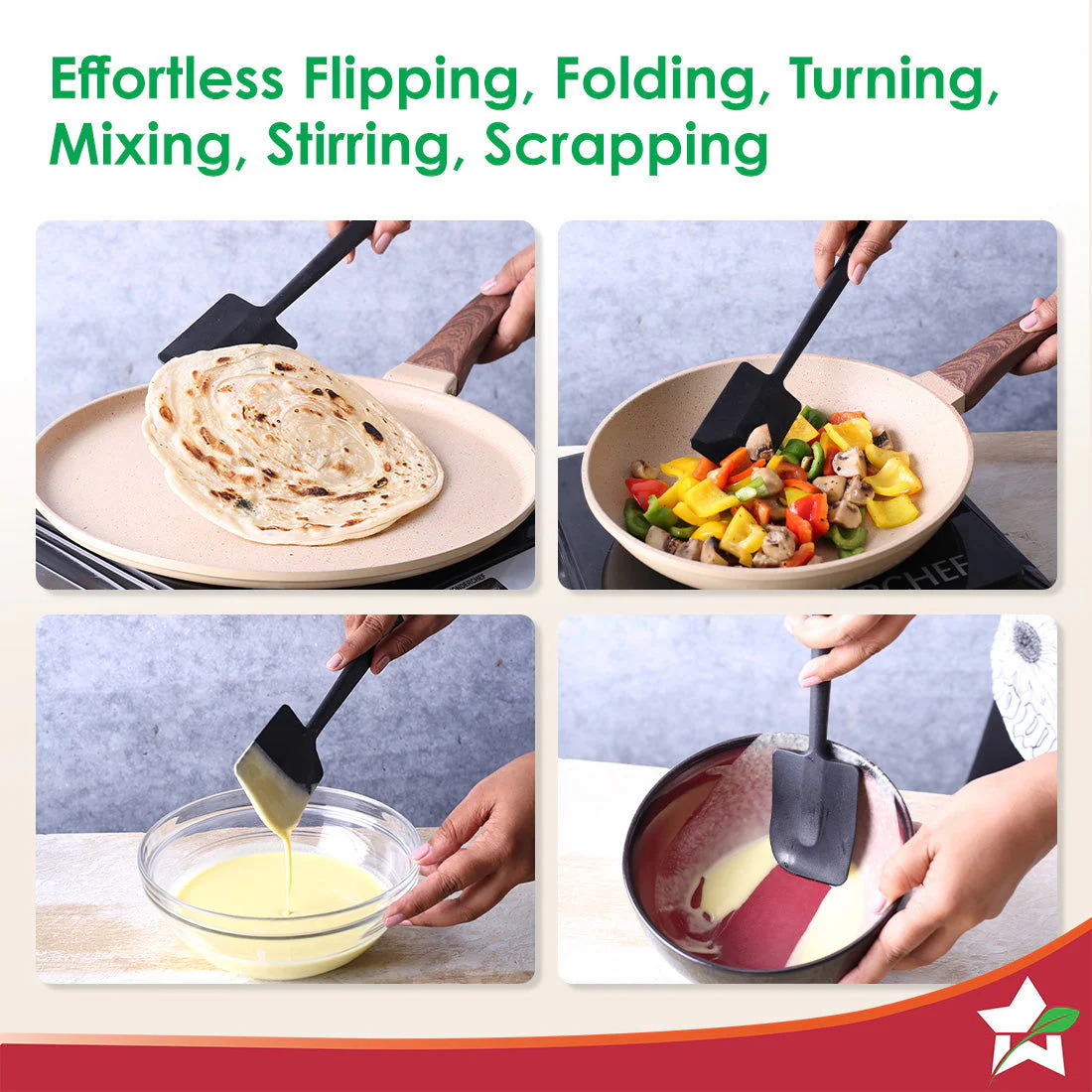 Waterstone Silicon Spatula | Stainless Steel Core | Food Grade Silicone | Unique Angle | Use for Flipping, Turning, Scrapping, Mixing | Non-stick, Flexible, Heat Resistant, Stylish Design - Image 3