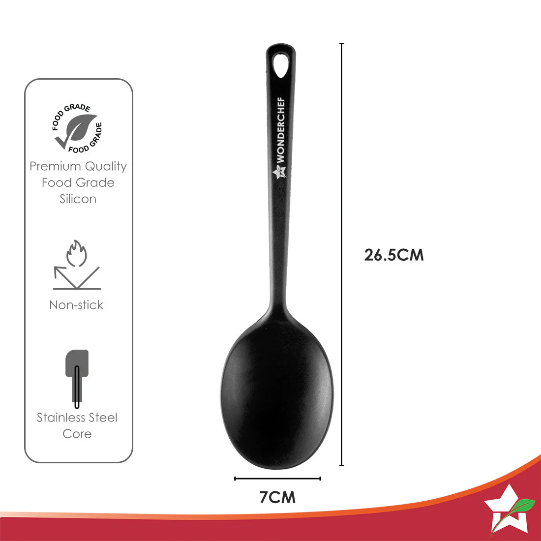 Waterstone Silicon Spoon | Stainless Steel Core | Food Grade Silicone | Ideal Depth | Use for Cooking and Serving Gravies, Dals, etc. | Non-stick, Flexible, Heat Resistant, Stylish Design - Image 2
