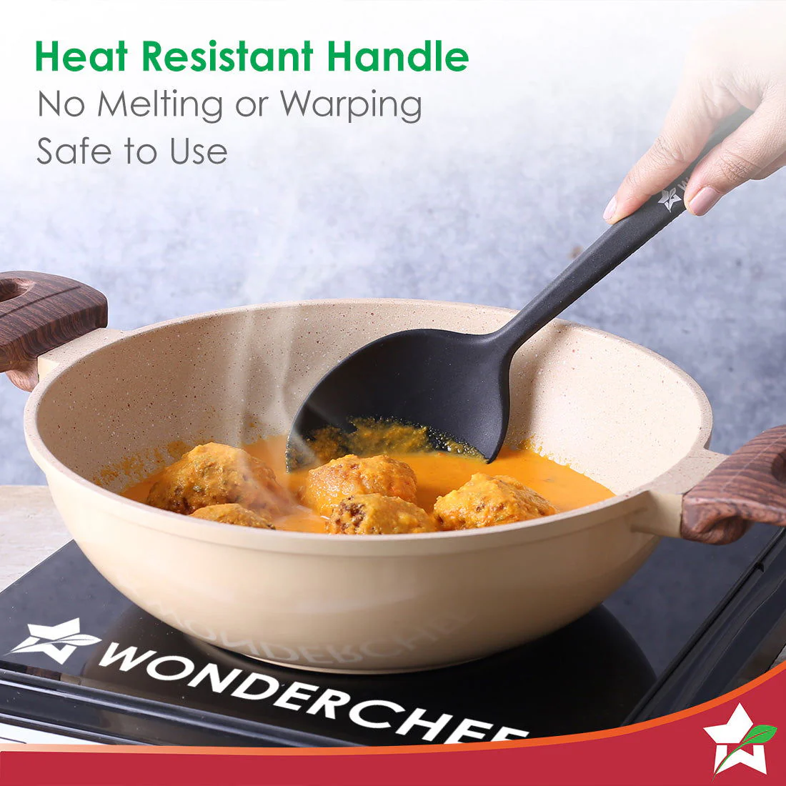Waterstone Silicon Spoon | Stainless Steel Core | Food Grade Silicone | Ideal Depth | Use for Cooking and Serving Gravies, Dals, etc. | Non-stick, Flexible, Heat Resistant, Stylish Design - Image 5