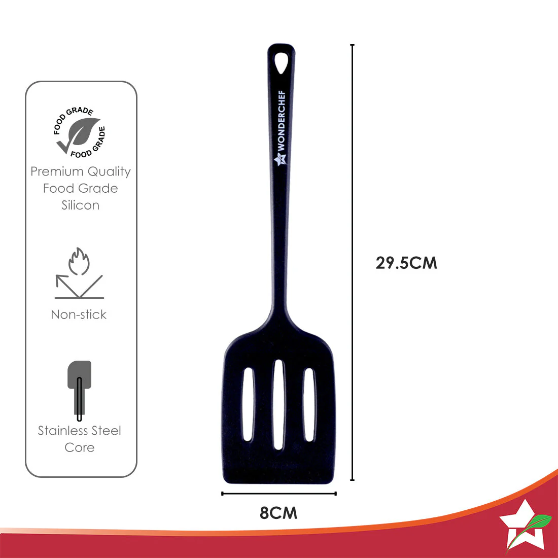 Waterstone Silicon Turner | Stainless Steel Core | Food Grade Silicone | Ideal Thickness | Use for Flipping, Turning, Scrapping, Mixing | Non-stick, Flexible, Heat Resistant, Stylish Design - Image 2