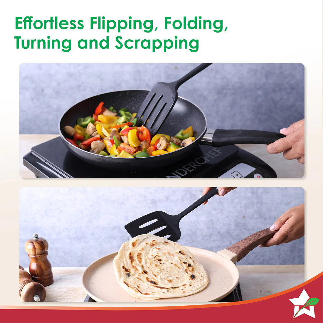 Waterstone Silicon Turner | Stainless Steel Core | Food Grade Silicone | Ideal Thickness | Use for Flipping, Turning, Scrapping, Mixing | Non-stick, Flexible, Heat Resistant, Stylish Design - Image 3
