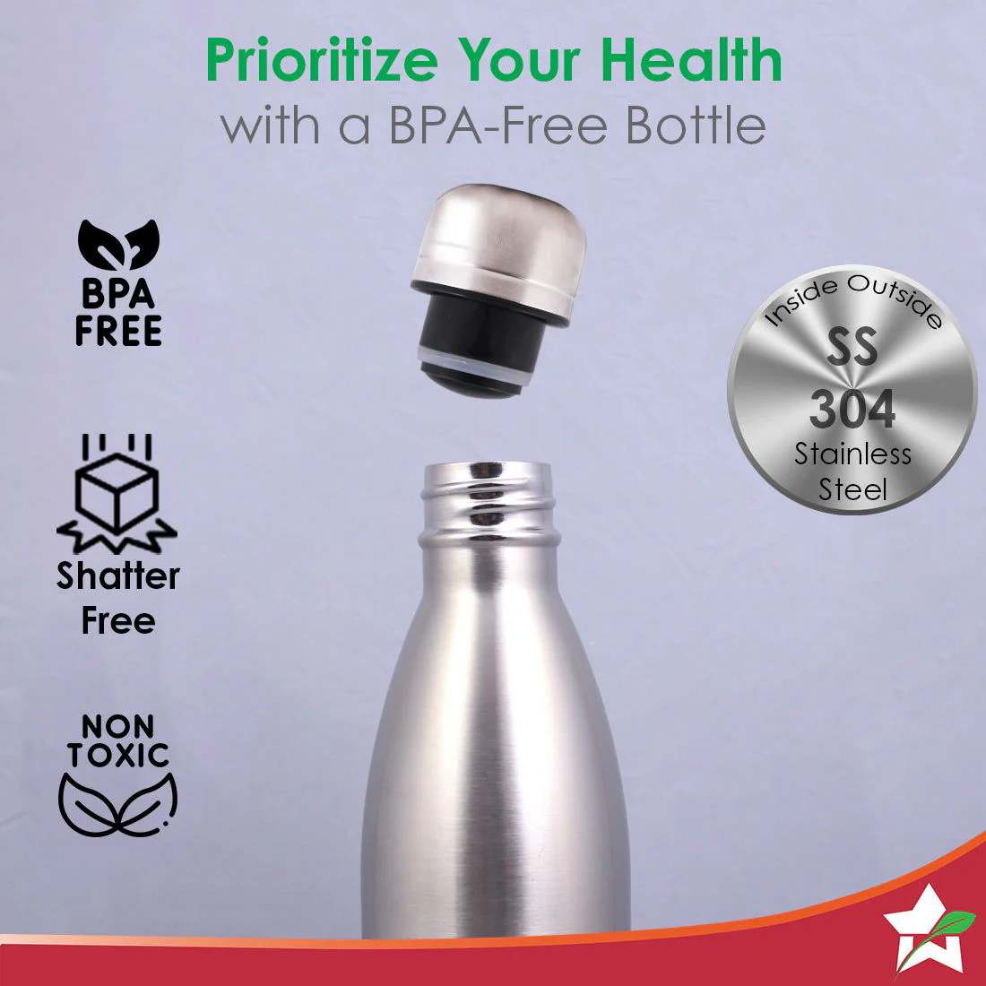 Aqua-Bot, 1000ml, Double Wall Stainless Steel Vacuum Insulated Hot and Cold Flask, Spill & Leak Proof, Silver, 2 Years Warranty - Image 4